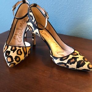 Leopard-print d’Orsay heels with ankle strap